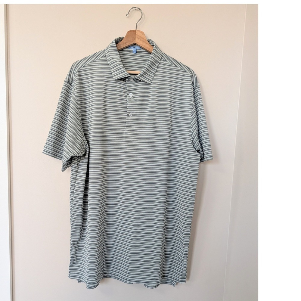 Genteal Grey Striped Polo Shirt Mens XL Textured‎ Performance
